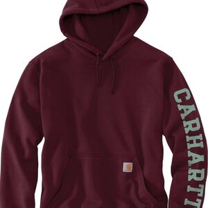 Carhartt Men's Burgundy Hoodie with Sleeve Logo